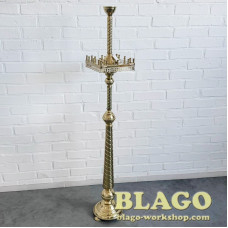 Підсвічник квадратний на 24 свічки латунний, 23х23х138 см