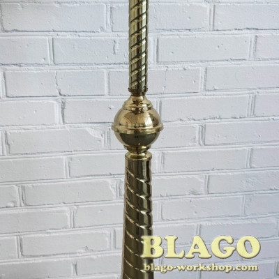 Подсвечник квадратный на 24 свечи латунный, 23х23х138 см