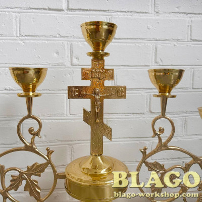 Семисвічник напрестольний малий на одній ніжці  "Листочок",  85х60 см