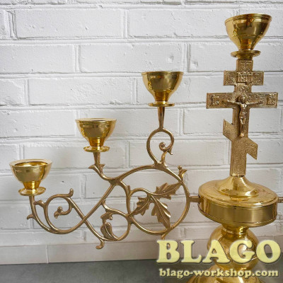 Семисвічник напрестольний малий на одній ніжці  "Листочок",  85х60 см