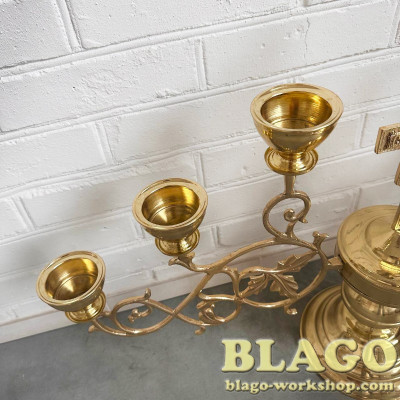 Семисвічник напрестольний малий на одній ніжці  "Листочок",  85х60 см