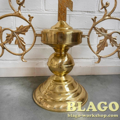 Семисвічник напрестольний малий на одній ніжці  "Листочок",  85х60 см