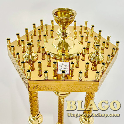  Brass candle holder for 54 candles, 3 legs