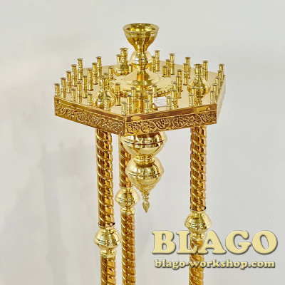  Brass candle holder for 54 candles, 3 legs