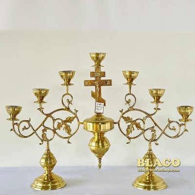 Seven-branch floor candelabrum small "Leaflet", 87x62 cm