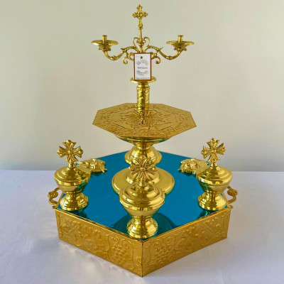 Блюдо литийное (всенощное), шестиугольная форма, 40х43х43 см