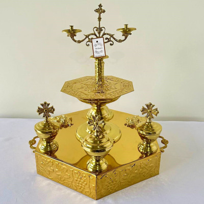 Блюдо литийное (всенощное), шестиугольная форма, 40х43х43 см
