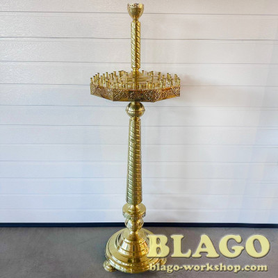  Candle holder for 60 candles, 1 lamp, octagonal, 2 cones, 42x42x150 cm