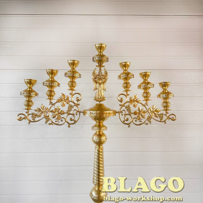 Seven-branch floor candelabrum with an electric angel, 94x200 cm