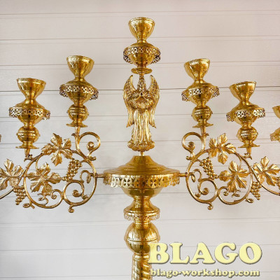 Seven-branch floor candelabrum with an electric angel, 94x200 cm