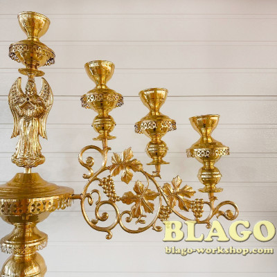 Seven-branch floor candelabrum with an electric angel, 94x200 cm