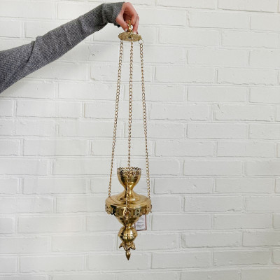  Лампада подвесная латунная 15х25 см