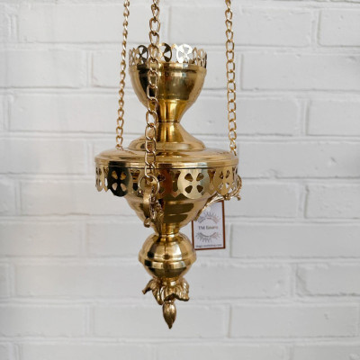  Лампада подвесная латунная 15х25 см