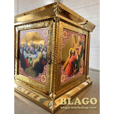 Metal altar, 100x100х104 cm (icons printed on mace)