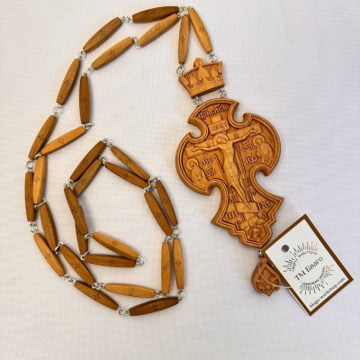 Wooden pectoral cross with a wooden chain, 7x18 cm