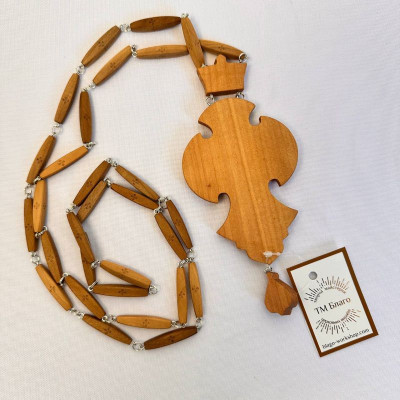 Wooden pectoral cross with a wooden chain, 7x18 cm