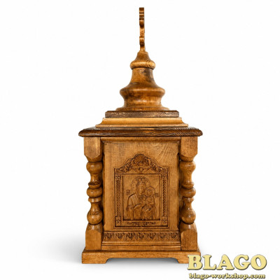 Carved wooden censer 25x25x52 cm