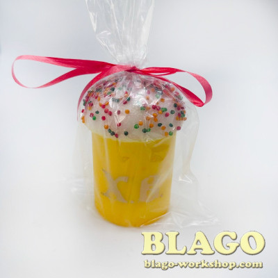 Свічка пасхальна пасочка жовта, 9х5 см