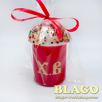 Свічка пасхальна пасочка червона, 9х5 см