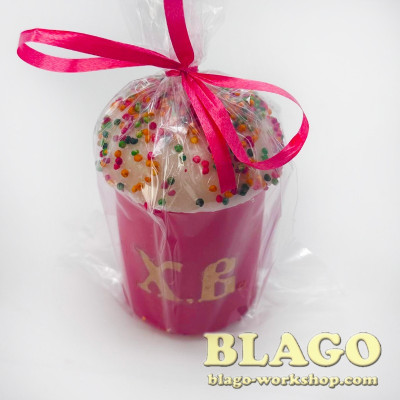 Свічка пасхальна пасочка червона, 9х5 см