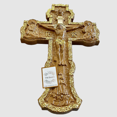 Carved wooden altar cross, 40x25 cm