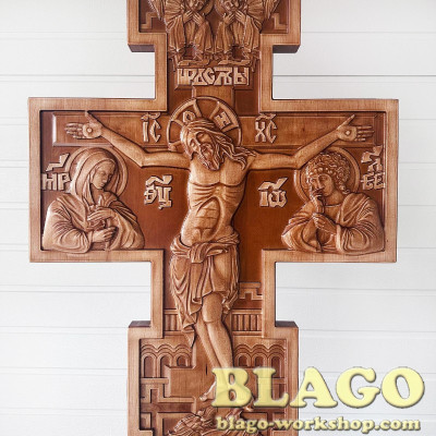 Голгофа напольна дерев'яна різьблена, 96х58х207  см