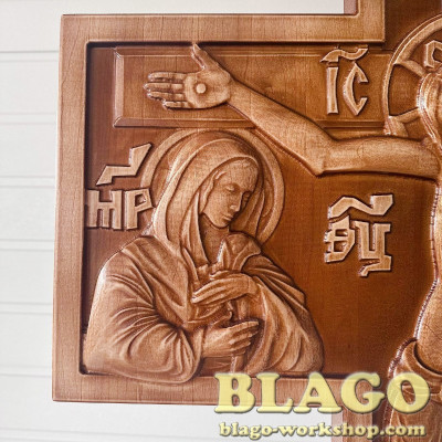 Голгофа напольна дерев'яна різьблена, 96х58х207  см