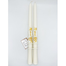 Wedding paraffin candles white with gold, 36cm