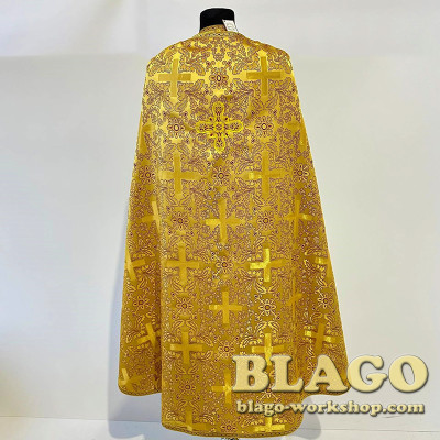 Vestments of the priest yellow for worship made of brocade of Greek cut, size 52/54