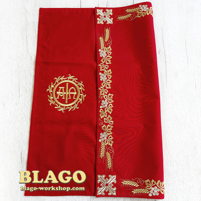 Double-sided embroidered iliton on gabardine, 70x70 cm