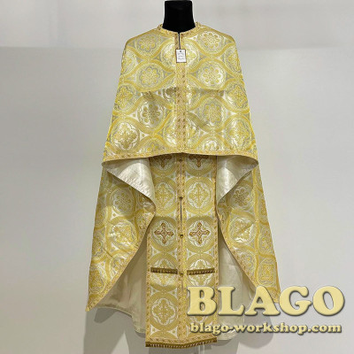 Priestly vestments, yellow brocade material, size 52-54