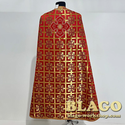 Red brocade vestments for priest, Greek cut, size 52-54