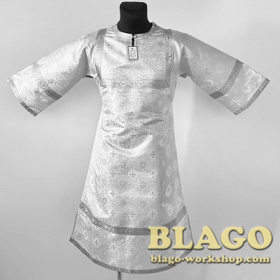 Стихарь детский белого цвета из парчи, №2 120 см