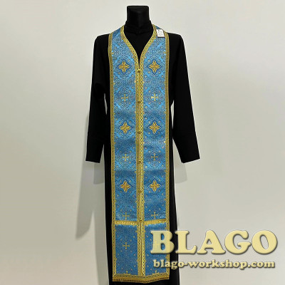 Требный набор голубого цвета из парчи для священника, №2