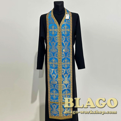 Priest's liturgical set of blue color from brocade No. 2
