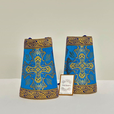 Priest's liturgical set of blue color from brocade No. 2
