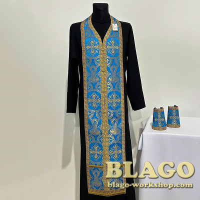 Priest's liturgical set of blue color from brocade No. 2