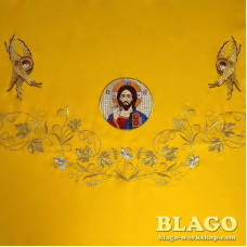 Catapetasma with the icon of the Savior yellow color, 150x250 cm.