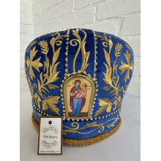 Митра церковна оксамитова синя 