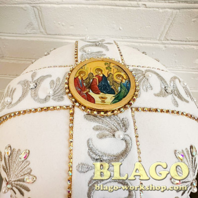  White miter with decorative stones and icons №12