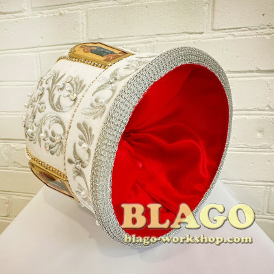  White miter with decorative stones and icons №12