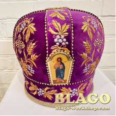 Митра з декоративним камінням та іконами №8