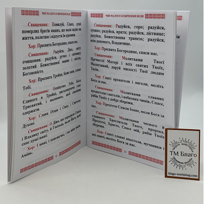 Чин малого освячення води, 19,5х14х0,4 см