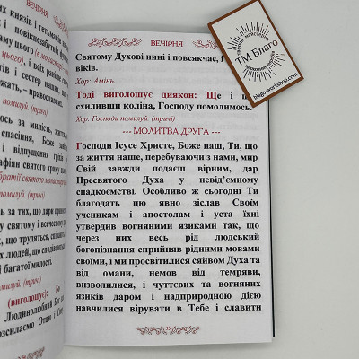 Вечірня п'ятидесятниці з коліноприклонними молитвами, 19,5х14х0,5 см