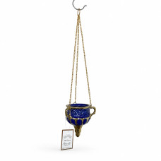 Ceramic combined pendant lamp 9x11x48 cm blue with gilding