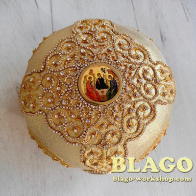  Golden miter with decorative stones and icon №21 