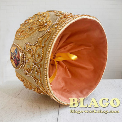  Golden miter with decorative stones and icon №21 