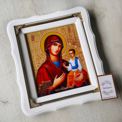  Icon of the Volyn Mother of God in a figured frame, 23x26 cm