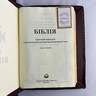 Біблія в шкіряному окладі на українській мові, 19х27 см