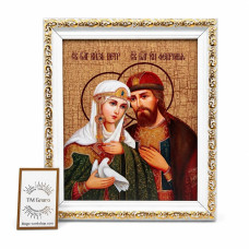 Icon of Saints Peter and Fevronia under glass 18x21 cm